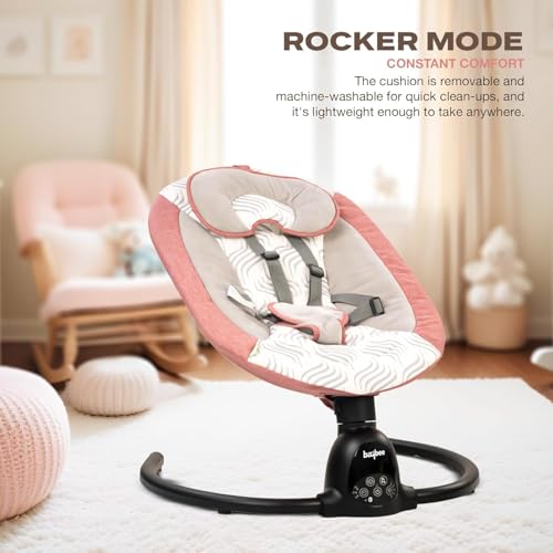 Image of BAYBEE Electric Baby Swing Cradle for New Born Baby | Rocker for Babies with Adjustable Speed & Safety Belt | Automatic Swing Cradle with Mosquito Net, Music & Toys for Infant Boys Girls (Pink)