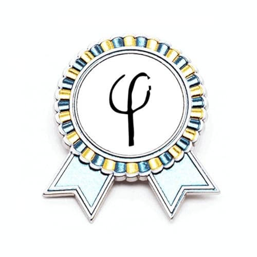 Broche lettre phi grec noir en métal taille M à offrir à un amateur de symboles