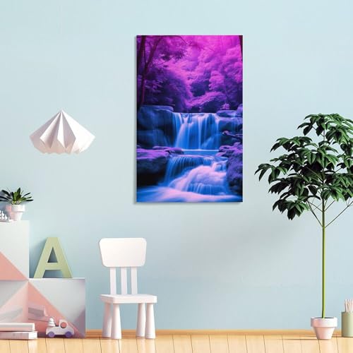 Toile cascade forestière 40x60cm pour agrandir un salon moderne - 4