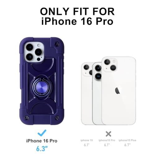 Image of MARKILL Compatible with iPhone Case with Ring Stand, Military Grade Drop Protection Full Body Rugged Heavy Duty Protective Durable Cover iPhone. (Deep Purple, iPhone 16 Pro 6.3 inch)