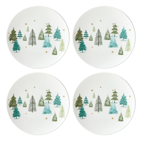 Lenox 880066 Balsam Lane 4-Piece Accent Plate Set, Christmas Drinkware, Holiday Hosting