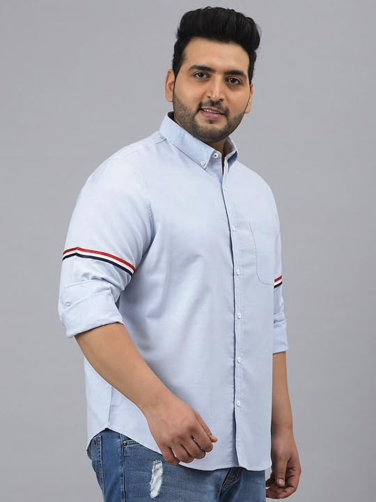 Image of Plus line Men Plus Size Stylish Solid Casual Shirts