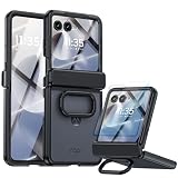 Translucide Coque pour Motorola Razr 60 Ultra/70 Ultra avec Protecteur D'écran & Protection de Charnière et Anneau de Support, Rigide en PC Antichoc Housse pour Motorola Razr 60 Ultra/70 Ultra (Noir)