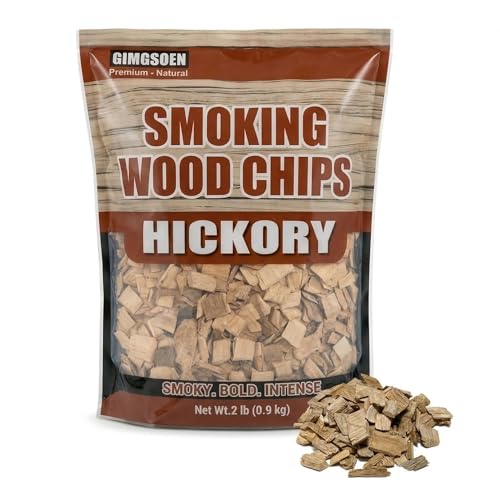 Hickory Smoking Wood Chips 2 lb Premium Natural Smoker Chips for BBQ Grill & Smoker Bold Rich Smoke Flavor for Ribs Bacon & Steak No Additives