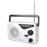 VEILOND AM FM Portable Radio Player, Best Reception and Longest Lasting, AC Powered or Battery Operated Vintage AM FM Compact Transistor Radio (Sliver)