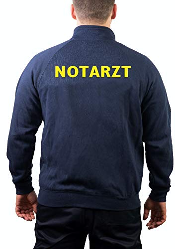FEUER1 Sweatjacke Navy, Notarzt in Neongelb L