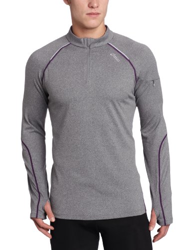 ASICS Men's Thermopolis LT 1/2 Zip Pullover, Heather Iron/Grape, Medium