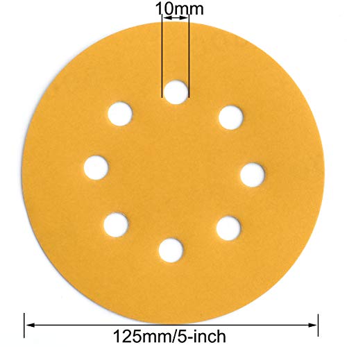 Aiyard 5-Inch 8-Hole Hook And Loop Sanding Discs 800-Grit Random Orbit Sandpaper, 100-Pack #TOP5