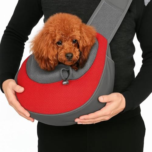 Bolsa de Transporte para Cachorro e Gato - Canguru de Ombro com Bolsos, Porta Celular, Multiuso para