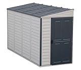 SideMate 4x10 FT. PVC Resin Outdoor Garden Lean to Storage Shed with Foundation Kit, Adobe