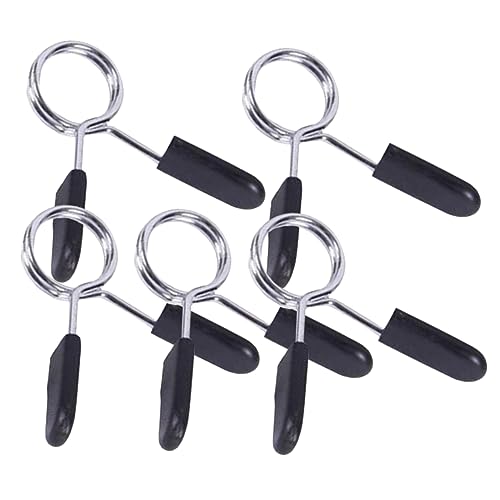 FOYTOKI 5pcs 24mm Dumbbell Barbell Clamps Spring Clip Collars Steel Buckle Plastic Handle Fitness Gear Collars for Gym Workout