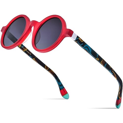 Image of HEPIDEM Matte Acetate Vintage Retro Round Polarized Sunglasses for Women 9270T