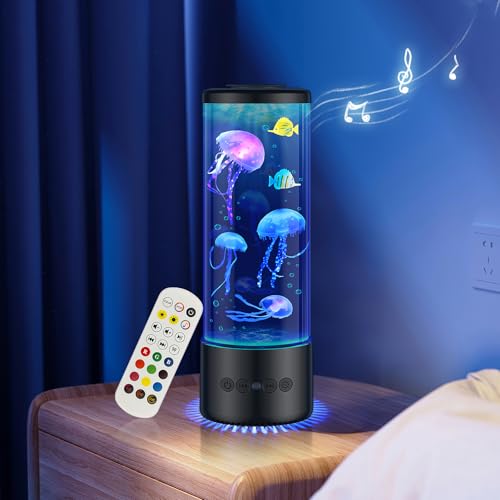 Juspota Lampe Méduse avec 12 Bruit Blanc & Haut-parleur Bluetooth, Jellyfish Lamp avec 10 Couleurs...