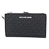 Michael Kors Women's Jet Set Travel Double Zip Wristlet, Black/Silver Hardware, Medium