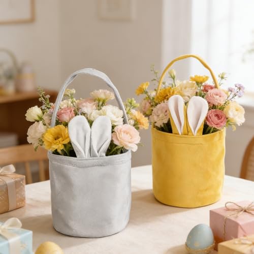 2 Stück Osterkörbchen für Kinder mit Henkel, Osternester & Ostertüten zum Befüllen, Osterkörbe personalisiert, Ostertasche, Ostersackerl, Osterbeutel, Easter Basket