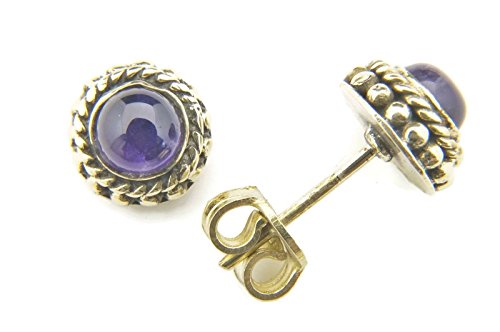 Preisvergleich Produktbild Ohrstecker Ohrringe Messing golden Amethyst lila (932-01-015-01)