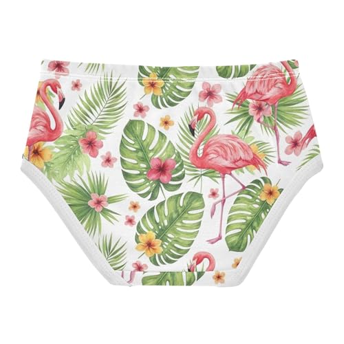 Cotton Toddler Girls Underwear Vibrant Pink Flamingos Palm Leaves Panties Little Girl Cartoon Kids Briefs Undies 2t2