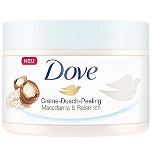 Dove Verfrissende douche peeling huidpeeling 4-pack macadamia & rijstmelk voor het hele lichaam (4 x 225 ml)