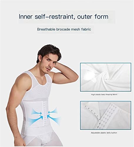 Breathable Body Shaper Men Slimming Vest Tight Abdomen Tank Top Compression Shirt Tummy Control Underwear,Black Vest-Medium4