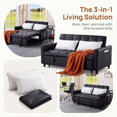 Trygoal Leather Sleeper Sofa Bed