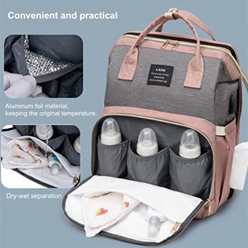 Shiaodsspcv Baby Diaper Bag Backpack-Baby Bag For Boys & Girls, Baby Diaper Backpack, Foldable Baby Diaper Bags, Baby Changing Bags For Dad/Mom, Mummy Bag For Baby (Pink) #TOP3