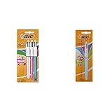 Product 1: El boli BIC 4 Colores Shine aguanta el paso del tiempo: cada uno de sus recambios escribe una media de 2 km, lo que suma 8 km
