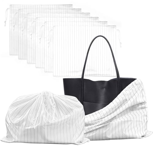 Bolsas de polvo para bolsos de 19.6 pulgadas blanco a rayas: pack de 6 fundas protectoras