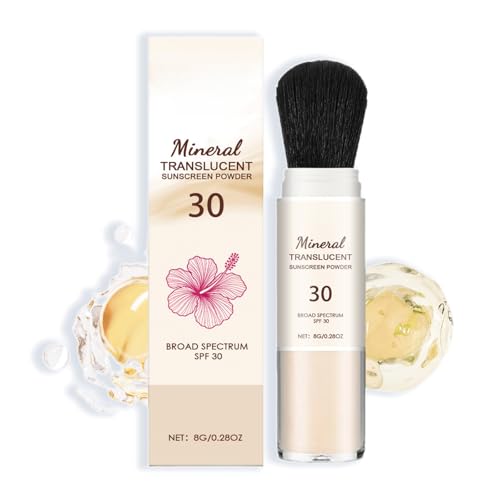Mineral Sun Protection Powder,Spf 50 Powder Sunscreen for Face,Scalp Sunscreen Powd-er,Beach Sweatproof Face Sunblock Pow-ders for Fac-e and Body,Mineral F-ace Po-wder,F-ace Setting P-owder