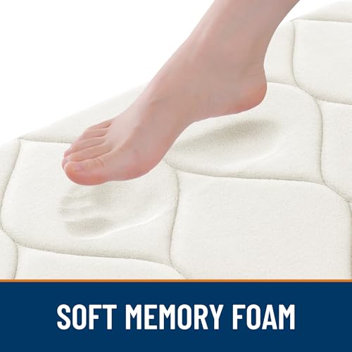 Image of Smiry Memory Foam Bath Mat 24x16, Ultra Soft Absorbent Bathroom Rugs | Ivory, Plush Quick Dry and Machine Washable Cushion Bath Mats for Bathroom, Shower, Tub & Home Decor