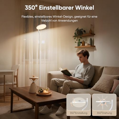 Lampadaire de salon avec lumière de plafond orientable et télécommande - 4