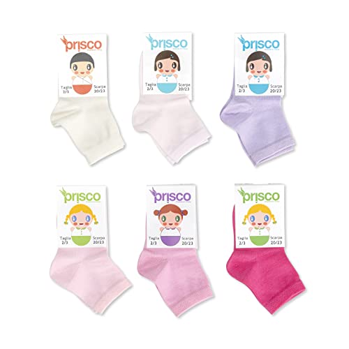 Prisco Calze Neonato Cotone 0-3 Anni Calzini Bambino 0-36 Mesi Estivi Freschi Traspiranti 6 Paia (CORTO F 24-27)