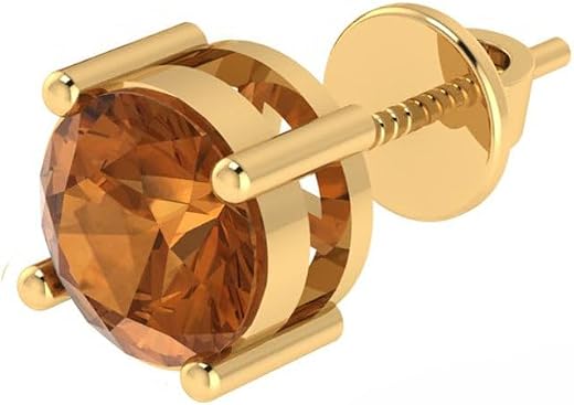 Diamtrendz Single Stud For Men & Boys | Gold Plated Pure 925 Sterling Silver Earring | 6mm X 6mm Round Shaped Gemstone Sin...