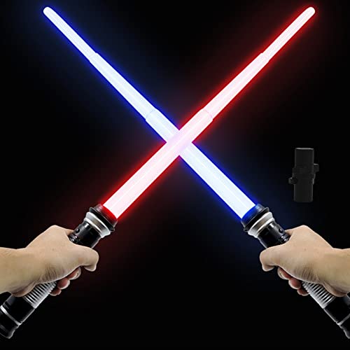 Gobesty Sabre Laser 2 Pièces, 7 Couleurs Changeantes LED Allumer Sabre Laser, Effets Sonores Duel Lightsaber, Sabre Lumineux pour Adultes, Enfants pour Noël, Halloween et Anniversaire