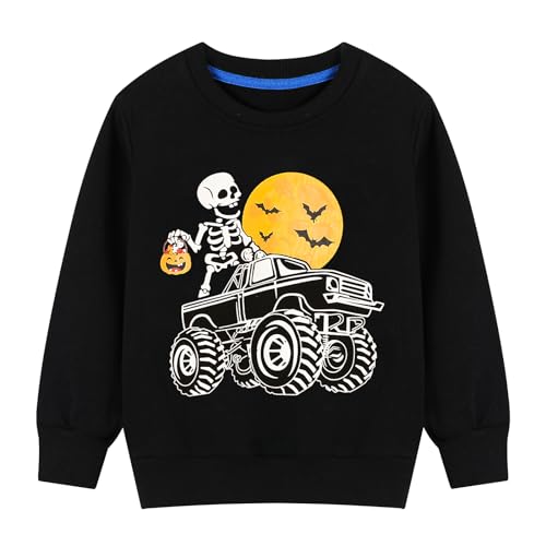 HILEELANG Boy Sweatshirts Halloween Christmas Novelty Glow in the Dark Crewneck Pullover Cotton Graphic Tops Sweater Shirts2