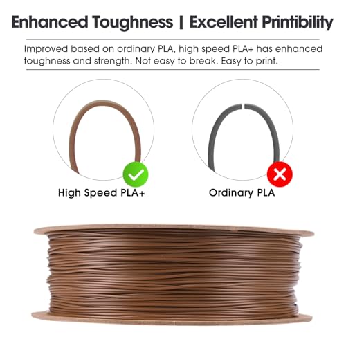 Image of eSUN High Speed PLA+ Filament 1.75mm, 3D Printer Filament Speedy PLA Plus for Fast Printing, Dimensional Accuracy + /- 0.03mm, 1KG Cardboard Spool 3D Printing Filament for 3D Printers, Brown