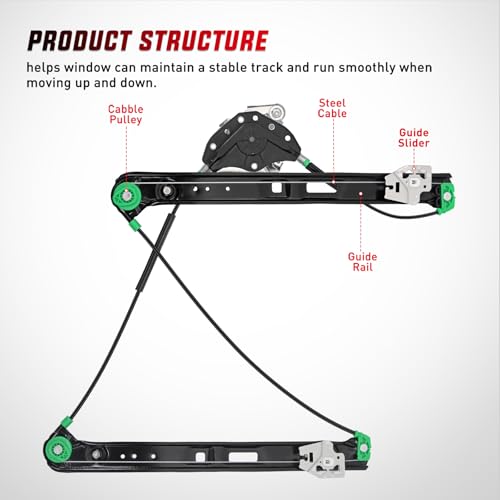Image of Nilight 740-484 Front Driver Side Power Window Regulator,Compatible with BMW E46 323i 325i 325xi 328i 330i 330xi 1999 2000 2001 2002 2003 2004 2005