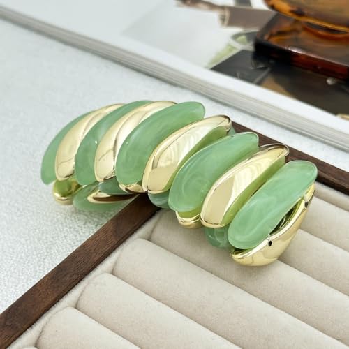 Image of MIFYNN Acrylic Chunky Bangle Bracelets for Women Stackable Stretch Resin Bracelet Minimalist Colorful Bangle Vintage Boho Chic Wristband Jewelry for Women