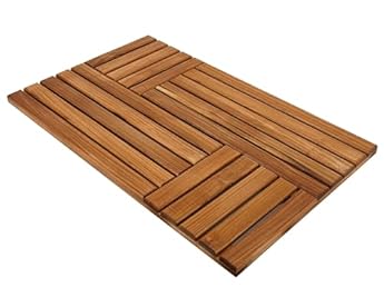 Foto di Utoplike Tappetino da bagno in legno di teak, grande tappetino da doccia in legno per bagno, antiscivolo per pavimento in legno robusto per interni doccia di lusso spa casa o all'aperto