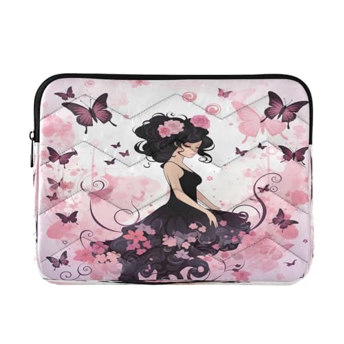 Funda para portátil 13-14 pulgadas Butterfly Pink Lady resistente miniatura 1