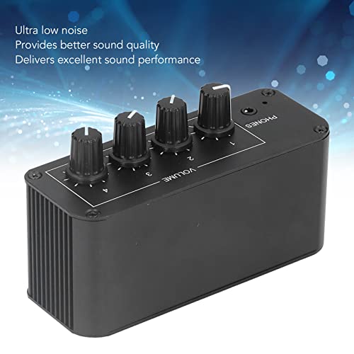 Misturador estéreo, liga de alumínio 4 canais 3,5 mm interface estéreo mixer de som DC 5-19 V mini p