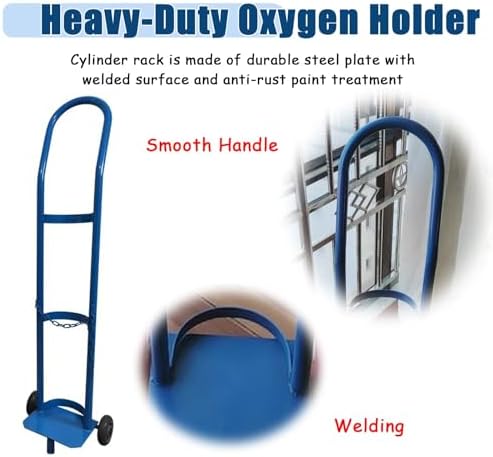 Tall Steel Cylinder Trolley with Wheels - Rolling Tank Holder Rack for & Welding Gas STO, Indoor & Outdoor Use, Aluminium Design(110cm)