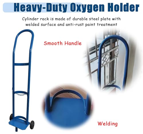 Genérico Carro con Ruedas para bombonas de oxígeno, Soporte de 95 cm de Altura para Botellas de Gas de Soldadura con Cadenas de Seguridad para bombonas de oxígeno y acetileno, diseño Robusto y durade