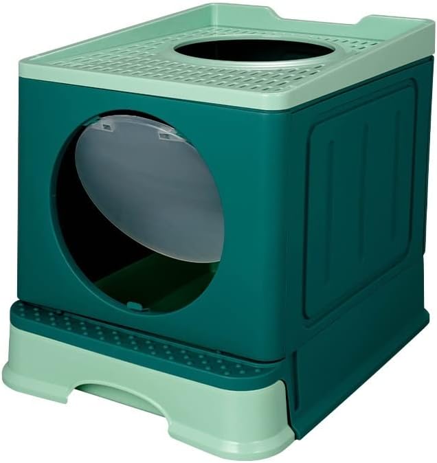 Pet Toilets Pet Toilet Bedpan Big Space Anti Splash Cats Litter Box Folding Cat WC Tray Drawer Type Large Cat Dung Basin Pets Clean Supplies Pet Litter Box(Color:Green)