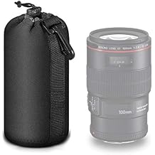 Selens Protective Drawstring Neoprene DSLR Camera Lens Pouch Bag Compatible with Olympus Panasonic, Large SizeBlack