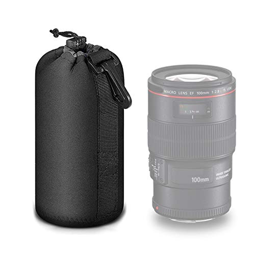 Selens Protective Drawstring Neoprene DSLR Camera Lens Pouch Bag Compatible with Olympus Panasonic, Large Size(Black) by Selens - Used condition - US$10.09
