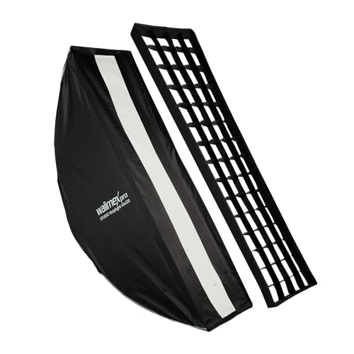Walimex pro Studio Striplight Softbox 40x120cm, um 360° drehbar, einfacher Aufbau Dank Schirmfunktion, inkl. Grid, Maske, Bowens Adapter und...