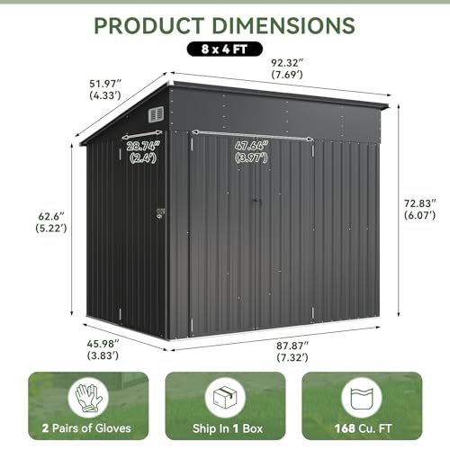Aoxun 7.5'x4' Triple Door Shed