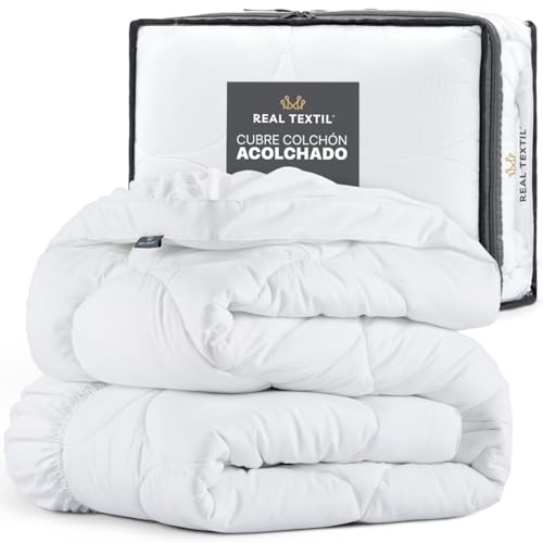 La Mejor Selección de Cubrecolchones de plumas disponible en línea. 48 REAL TEXTIL Cubre Colchón Acolchado Hipoalergénico, Protector de Colchones Suave, Funda de Cama para Máxima Comodidad (King Size)