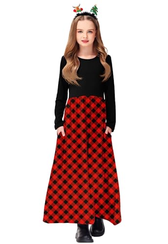 Image of Deerose Girls Maxi Dress Short Sleeve Casual Long Dresses with Pockets 5-14 Years