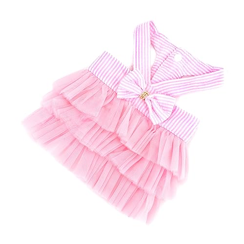 Ranphy Prinzessin Hundekleid für kleine Hunde Mädchen gestreift Welpenkleidung Outfit für Damen mit Fliege niedliches Frühlings-Sommer Katzen Tutu Rock Yorkie Chihuahua Kleidung, Rosa, S